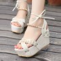 Women Fashion Thick Crust High Wedge Sandals - Cream
