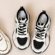 Comfortable Platform Hot Reflective Lace Up Chunky Sneakers - Black image