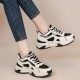 Comfortable Platform Hot Reflective Lace Up Chunky Sneakers - Black image