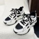 Comfortable Platform Hot Reflective Lace Up Chunky Sneakers - Black image