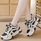 Comfortable Platform Hot Reflective Lace Up Chunky Sneakers - Black image