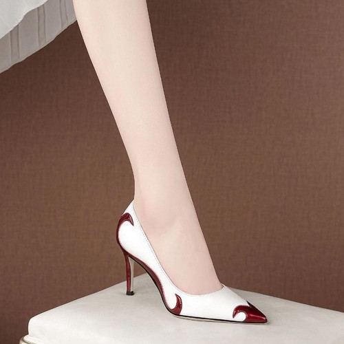 Slip On Pointed Toe Pumps High Heel Party Shoes - Black image