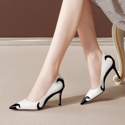 Slip On Pointed Toe Pumps High Heel Party Shoes - Black image