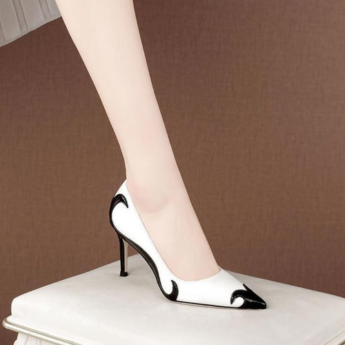 Slip On Pointed Toe Pumps High Heel Party Shoes - Black image