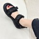 Comfortable Velcro Ankle Strap Open Toe Wedge Sandals - Black image