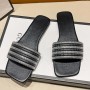 Rhinestone Non Slip Square Head Flat Bottom Slippers - Black