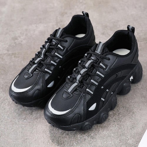 Breathable Mesh Round Toe Cross Straps Lace Up Sneakers - Black image