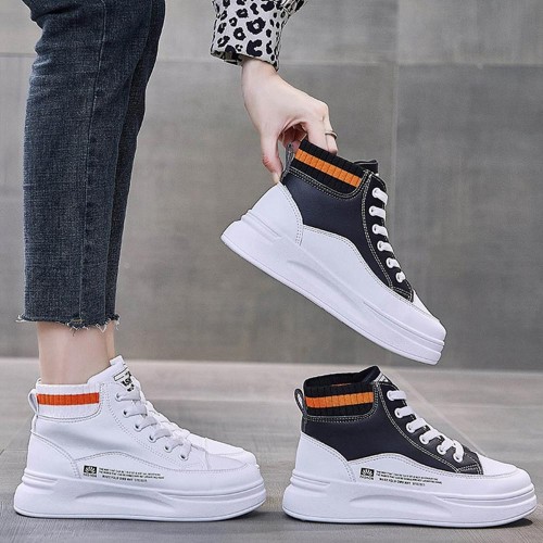Platform Lace Up Flat Bottom Breathable Mesh Sneakers - Black image