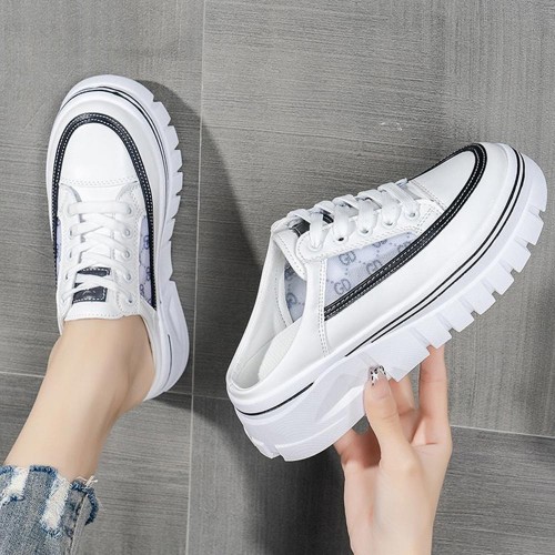 Comfort Round Toe Lace Up Low Top Sport Sneakers - Black image