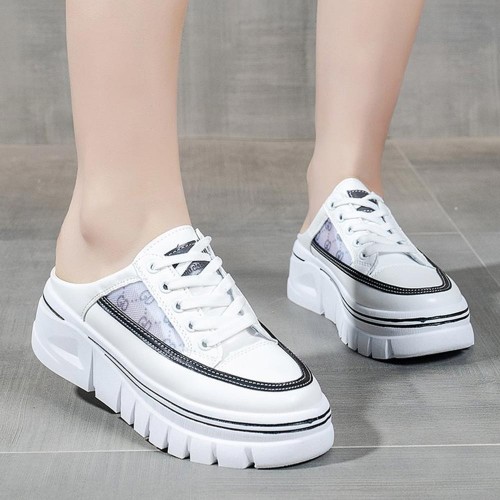 Comfort Round Toe Lace Up Low Top Sport Sneakers - Black image