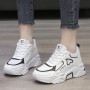 Breathable Soft Sole Thick Bottom Mesh Lace Up Sneakers - Black