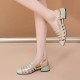 Luxury Luxury Strappy Hollows Square Heel Slip On Heel Sandals - Green