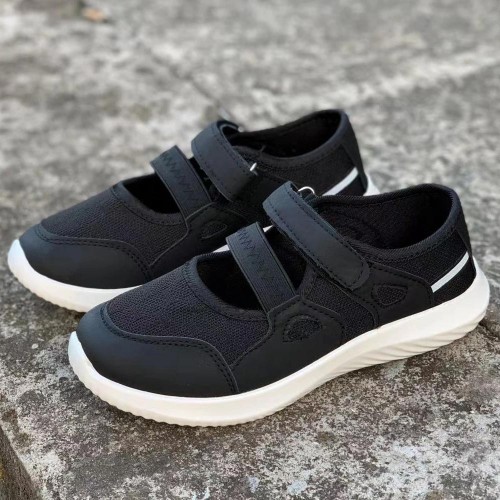 Comfort Shallow Mouth Velcro Closure Flat Casual Shoes - Black image