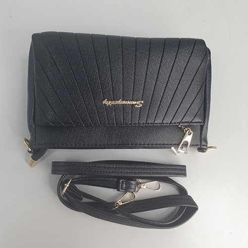 Trendy Adjustable Stripe Rhombic Small Square Messenger Bag - Black image