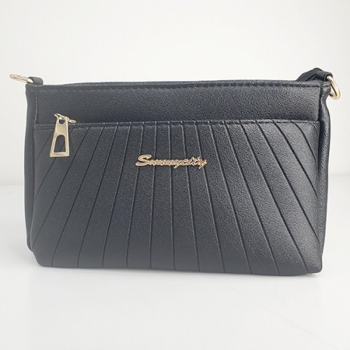 Trendy Adjustable Stripe Rhombic Small Square Messenger Bag - Black image