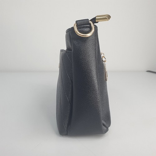Trendy Adjustable Stripe Rhombic Small Square Messenger Bag - Black image