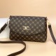 Elegant Flap Floral Printed Zipper Pocket Shoulder Bag - Brown image