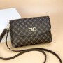 Elegant Flap Floral Printed Zipper Pocket Shoulder Bag - Brown