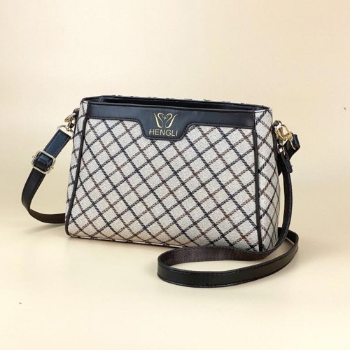 Plaid Cross Border Detachable Handle Geometric Hand Bag - Brown |image