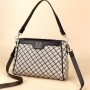 Plaid Cross Border Detachable Geometric Pattern Hand Bag - Brown