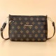 Oblique Adjustable Stripe Floral Women Shoulder Bag - Dark Brown image