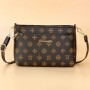 Oblique Adjustable Stripe Floral Women Shoulder Bag - Dark Brown