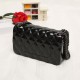 Embossed Chain Stripe Geometric Pattern Magnet Lock Shoulder Bag - Black image