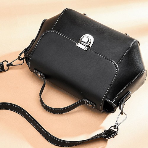 Stylish & Functional Removable Strip Round Shoulder Bag - Black image