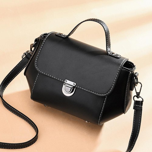 Stylish & Functional Removable Strip Round Shoulder Bag - Black image