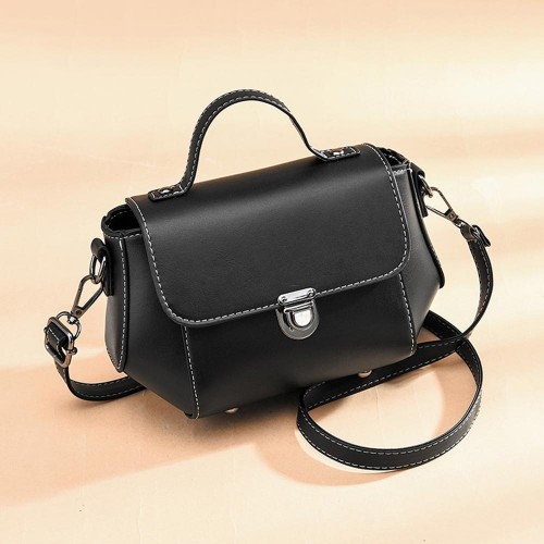 Stylish & Functional Removable Strip Round Shoulder Bag - Black image