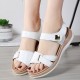 Velcro Closure Open Toe Flat Sandals for Women in White image
