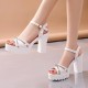 Bohemian Platform Buckle Strap Women High Heel Sandals - White image