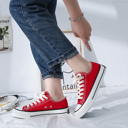 Women Red Color Comfty Canvas Shoes For Women image
