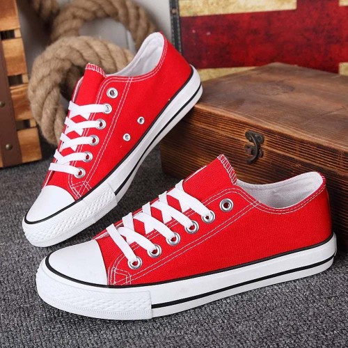 Women Red Color Comfty Canvas Shoes For Women image