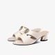 Casual Style Open Toe Hollow Women Thick Heels Shoes - Cream image