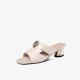 Casual Style Open Toe Hollow Women Thick Heels Shoes - Cream image