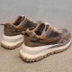 Round Head Laces Up Chunky Heel Women Sneakers Brown image
