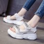 Rhinestone Muffin Open Toe Velcro Wedge Sporty Sandals - White