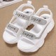 Rhinestone Muffin Open Toe Velcro Wedge Sporty Sandals - White image