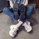 Rhinestone Muffin Open Toe Velcro Wedge Sporty Sandals - White image