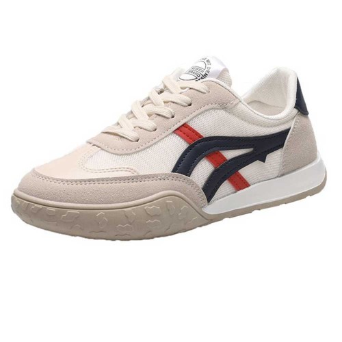 Canvas Breathable Sporty Lace Up Women Stripes Sneakers - Blue image