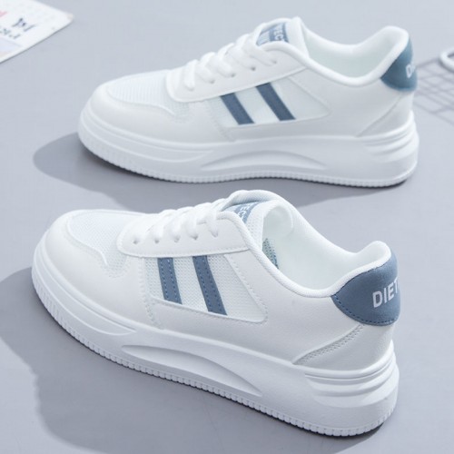 Shallow Mouth Stripe Breathable Laces Up Women Sneakers Blue image