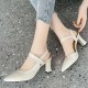 Ankle Strap Pointed Toe Soft Women High Heels Beige image