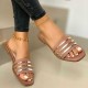 Casual Style Non Slip Square Toe Flat Slippers - Pink image