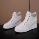 Comfort Rhinestone Decorated High Top Women Fashion Sneakers - White image
