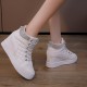 Comfort Rhinestone Decorated High Top Women Fashion Sneakers - White image
