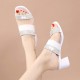 Casual Rhinestone Open Toe Strap Slipper Sandals - White image