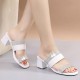 Casual Rhinestone Open Toe Strap Slipper Sandals - White image