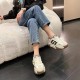 Soft Breathable Round Toe Thick Bottom Lace Up Sneakers - Brown image