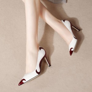 Slip On Pointed Toe Pumps High Heel Party Shoes - Maroon